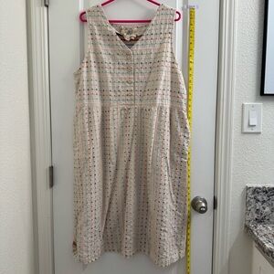 Ace & Jig dress in cream/natural with dazzling neon & metallic details. Pockets!